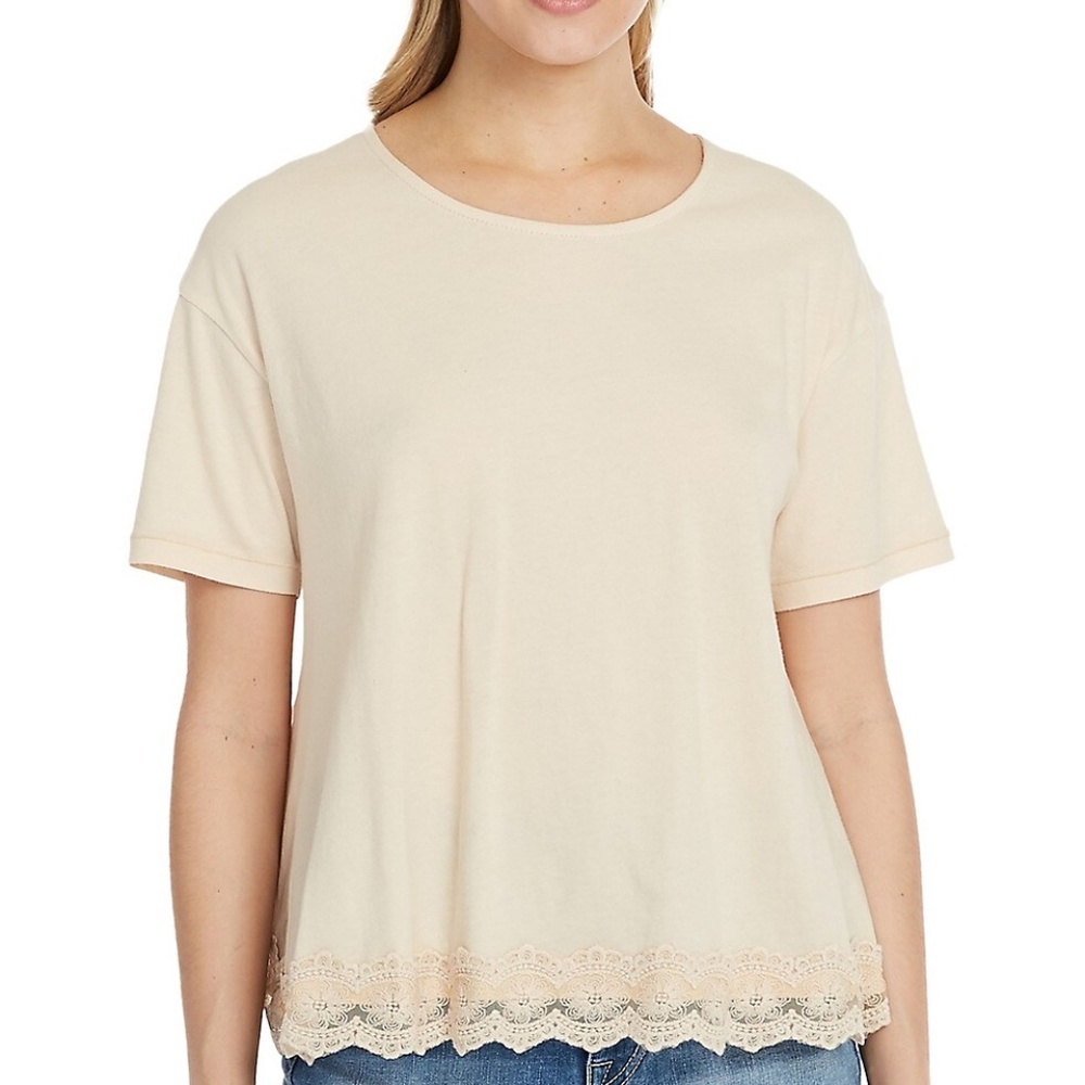 Frances Split-Back Lace-Hem Top